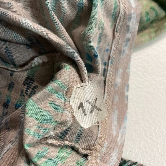 Live and Let Live Women Tunic Top Crochet Split Back 3/4 Sleeve Peacock Green 1X - Picture 7 of 11